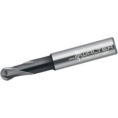Walter-Prototyp - 6mm Diam, 6mm LOC, 2 Flute Solid Carbide Ball End Mill - TiAlN Finish, Single End, 63mm OAL, 8mm Shank Diam, Spiral Flute - Eagle Tool & Supply