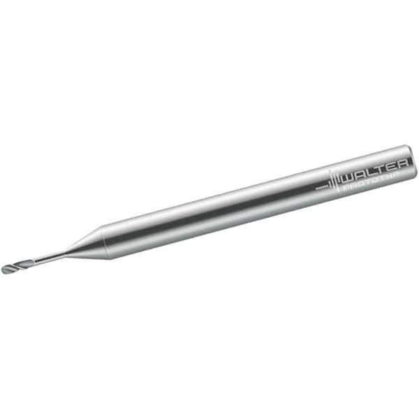Walter-Prototyp - 0.6mm Diam, 0.6mm LOC, 2 Flute Solid Carbide Ball End Mill - TiAlN Finish, Single End, 38mm OAL, 3mm Shank Diam, Spiral Flute - Eagle Tool & Supply