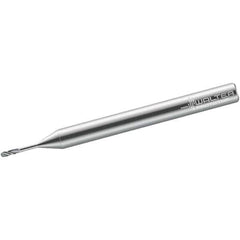 Walter-Prototyp - 1mm Diam, 1mm LOC, 2 Flute Solid Carbide Ball End Mill - TiAlN Finish, Single End, 38mm OAL, 3mm Shank Diam, Spiral Flute - Eagle Tool & Supply