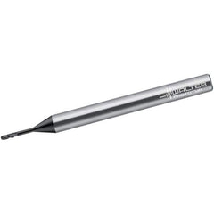 Walter-Prototyp - 0.6mm Diam, 0.6mm LOC, 2 Flute Solid Carbide Ball End Mill - Diamond Finish, Single End, 38mm OAL, 3mm Shank Diam, Spiral Flute - Eagle Tool & Supply