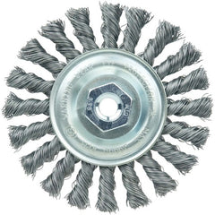Vortec Pro 4″ Knot Wire Wheel, Standard Twist, .014″ Steel Fill, M10x1.25 Nut - Eagle Tool & Supply
