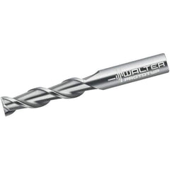 Walter-Prototyp - 1/2", 50.8mm LOC, 1/2" Shank Diam, 4-1/2" OAL, 2 Flute, Solid Carbide Square End Mill - Single End, Uncoated, Spiral Flute, 45° Helix, Centercutting, Right Hand Cut, Right Hand Flute - Eagle Tool & Supply