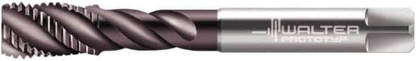 Walter-Prototyp - M10x1.25 Metric Fine 3 Flute 6HX Modified Bottoming Spiral Flute Tap - Powdered Metal, Hardlube Finish, 100mm OAL, Right Hand Flute, Right Hand Thread, Series EP2156312 - Eagle Tool & Supply