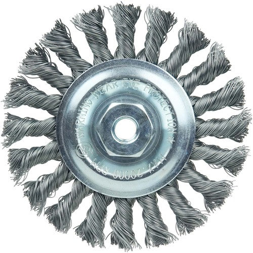 Vortec Pro 4″ Knot Wire Wheel, Standard Twist, .014″ Steel Fill, M14 × 2.0 Nut - Eagle Tool & Supply