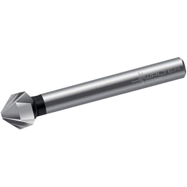 Walter-Titex - 16.5mm Head Diam, 10mm Shank Diam, 3 Flute 90° High Speed Steel Countersink - Bright Finish, 60mm OAL, Single End, Straight Shank, Right Hand Cut - Eagle Tool & Supply