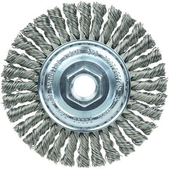 ‎Vortec Pro 4″ Knot Wire Wheel, Stringer Bead Twist, .020″ Steel Fill, 5/8″-11 UNC Nut - Eagle Tool & Supply