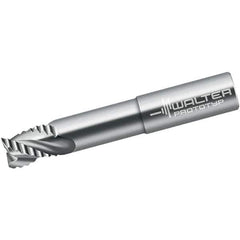 Walter-Prototyp - 6mm Diam, 10mm LOC, 3 Flute Solid Carbide Roughing Square End Mill - Uncoated, 63mm OAL, 8mm Shank Diam, Single End, Extended Reach, Centercutting, 40° Helix - Eagle Tool & Supply