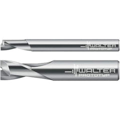 Walter-Prototyp - 3mm, 7mm LOC, 6mm Shank Diam, 57mm OAL, 1 Flute, Solid Carbide Square End Mill - Single End, Uncoated, Spiral Flute, 30° Helix, Centercutting, Right Hand Cut, Right Hand Flute - Eagle Tool & Supply
