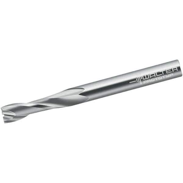 Walter-Prototyp - 8mm, 28mm LOC, 8mm Shank Diam, 80mm OAL, 2 Flute, Solid Carbide Square End Mill - Single End, Uncoated, Spiral Flute, 25° Helix, Centercutting, Right Hand Cut, Right Hand Flute - Eagle Tool & Supply