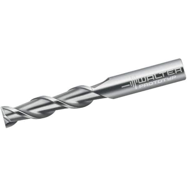Walter-Prototyp - 16mm, 65mm LOC, 16mm Shank Diam, 130mm OAL, 2 Flute, Solid Carbide Square End Mill - Single End, Uncoated, Spiral Flute, 45° Helix, Centercutting, Right Hand Cut, Right Hand Flute - Eagle Tool & Supply
