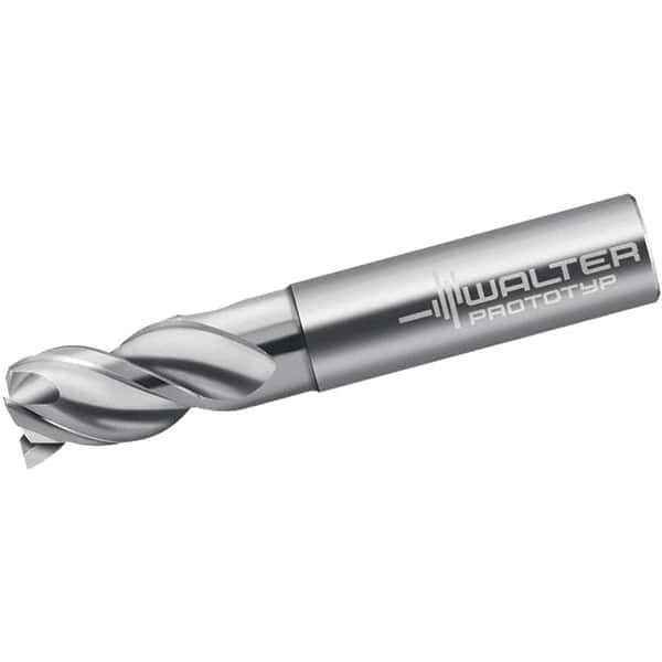 Walter-Prototyp - 4mm, 3 Flute, Single End, Solid Carbide, 0.5mm Corner Radius End Mill - 57mm OAL, 45° Helix, Right Hand Flute, 8mm LOC, Right Hand Cut, 15mm Extended Reach - Eagle Tool & Supply