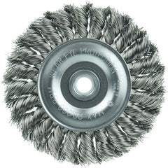Vortec Pro 4″ Knot Wire Wheel, Standard Twist, .014″ Steel Fill, 1/2″-3/8″ Arbor Hole - Eagle Tool & Supply