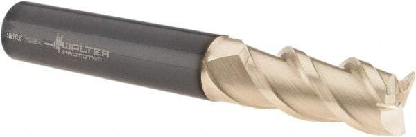 Walter-Prototyp - 1/2", 27.41mm LOC, 1/2" Shank Diam, 3-1/2" OAL, 3 Flute, Solid Carbide Square End Mill - Single End, TiAlN/ZrN Finish, Spiral Flute, 45° Helix, Centercutting, Right Hand Cut, Right Hand Flute - Eagle Tool & Supply