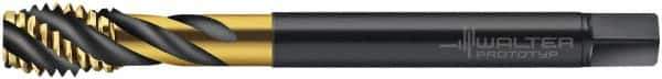 Walter-Prototyp - 1/2-13 UNC 4 Flute 2B Modified Bottoming Spiral Flute Tap - Cobalt, TiN Finish, 110.01mm OAL, Right Hand Flute, Right Hand Thread, Series AS2256005 - Eagle Tool & Supply
