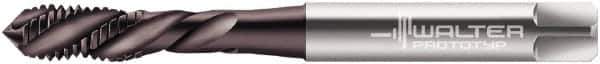 Walter-Prototyp - M5x0.80 Metric 3 Flute 6HX Modified Bottoming Spiral Flute Tap - Powdered Metal, Hardlube Finish, 70mm OAL, Left Hand Flute, Left Hand Thread, Series EP2051382 - Eagle Tool & Supply