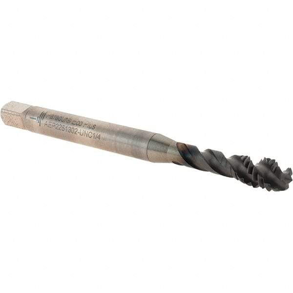 Walter-Prototyp - 1/4-20 UNC 3 Flute 2B Modified Bottoming Spiral Flute Tap - Powdered Metal, Hardlube Finish, 80.01mm OAL, Right Hand Flute, Right Hand Thread, Series AEP2251302 - Eagle Tool & Supply