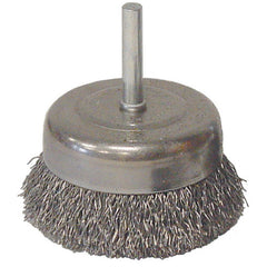 Vortec Pro 3″ Crimped Wire Cup Brush, .014″ Steel Fill, 1/4″ Stem - Eagle Tool & Supply
