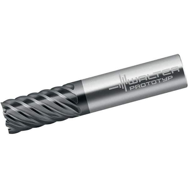 Walter-Prototyp - 3/16", 15.88mm LOC, 1/4" Shank Diam, 63.5mm OAL, 5 Flute, Solid Carbide Square End Mill - Single End, TiAlN Finish, Spiral Flute, 50° Helix, Right Hand Cut, Right Hand Flute - Eagle Tool & Supply