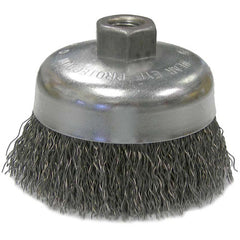 Vortec Pro 4″ Crimped Wire Cup Brush, .020″ Steel Fill, 5/8″-11 UNC Nut - Eagle Tool & Supply