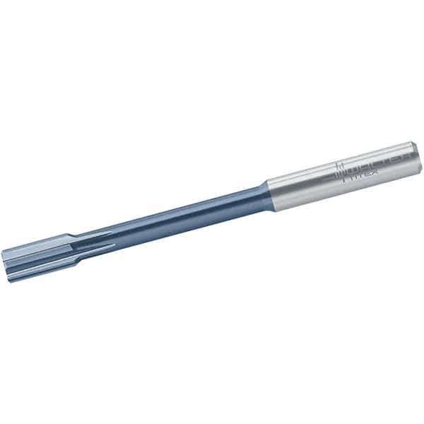 Walter-Titex - 9.98mm Solid Carbide 6 Flute Chucking Reamer - Straight Flute, 10mm Straight Shank, 20mm Flute Length, 120mm OAL - Eagle Tool & Supply