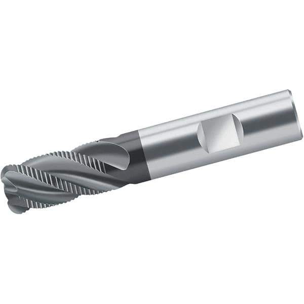 Walter-Prototyp - 8mm Diam, 19mm LOC, 4 Flute Solid Carbide 1mm Corner Radius Roughing End Mill - TiAlN Finish, 63mm OAL, 8mm Shank Diam, Single End, Centercutting, 40° Helix - Eagle Tool & Supply