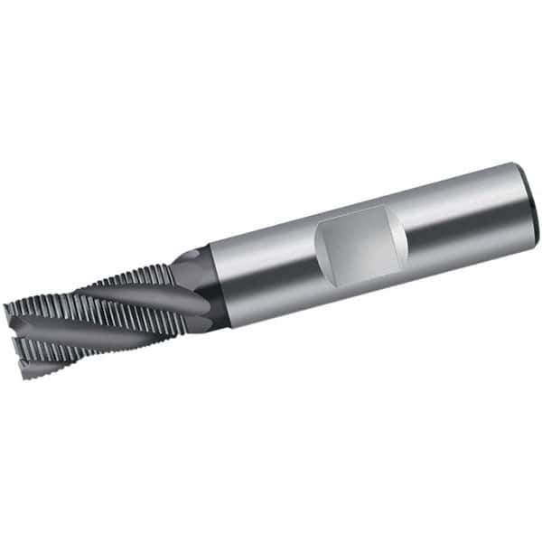 Walter-Prototyp - 8mm Diam, 19mm LOC, 4 Flute Solid Carbide 0.4mm Corner Radius Roughing End Mill - TiAlN Finish, 63mm OAL, 8mm Shank Diam, Single End, Extended Reach, Centercutting, 30° Helix - Eagle Tool & Supply