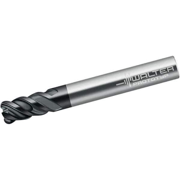 Walter-Prototyp - 10mm, 4 Flute, Single End, Solid Carbide, 0.5mm Corner Radius End Mill - 72mm OAL, 50° Helix, Right Hand Flute, 22mm LOC, Right Hand Cut - Eagle Tool & Supply