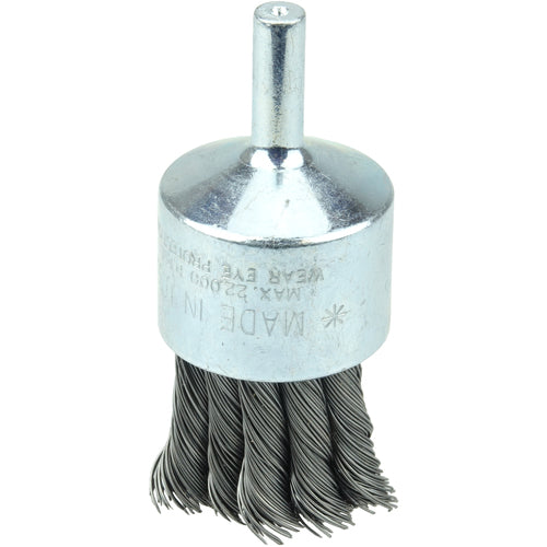 Vortec Pro 1″ Knot Wire End Brush, 1/4″ Stem, .020″ Steel Fill, 1/4″ Stem - Eagle Tool & Supply