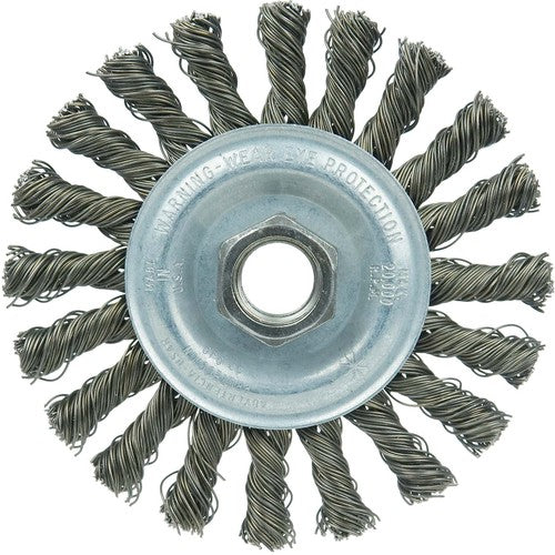 Vortec Pro 4″ Knot Wire Wheel, Cable Twist, X-Coarse Wire, M10x1.50 Nut, Steel Wire - Eagle Tool & Supply