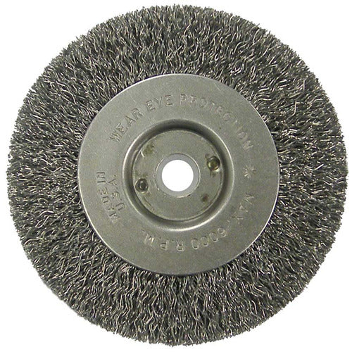 Vortec Pro 4″ Crimped Wire Wheel, .014″ Steel Fill, Narrow Face, 1/2″-3/8″ Arbor Hole - Eagle Tool & Supply