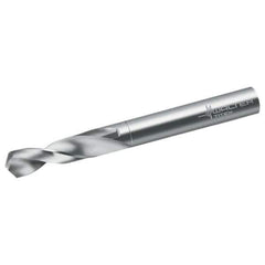 Walter-Titex - 3.4mm 118° Spiral Flute Solid Carbide Screw Machine Drill Bit - Bright Finish, Right Hand Cut, 20mm Flute Length, 52mm OAL, Form V+A Point, Straight Shank - Eagle Tool & Supply