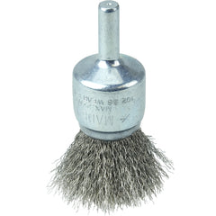 Vortec Pro 3/4″ Crimped Wire End Brush, .006″Stainless Steel Fill, 1/4″ Stem - Eagle Tool & Supply