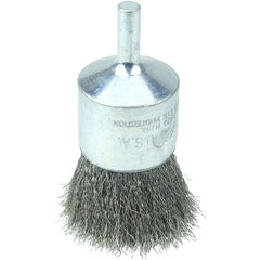 Vortec Pro 1″ Crimped Wire End Brush, .006″ Stainless Steel Fill, 1/4″ Stem - Eagle Tool & Supply