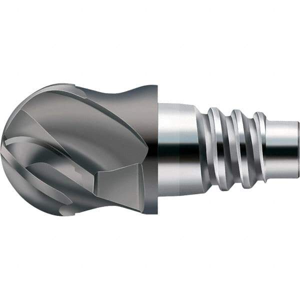Walter-Prototyp - AH8E Carbide Ball Nose Milling Tip Insert - TiAlN Finish, 4 Flutes, 19.05mm Cutting Diam, 10.49mm Depth of Cut, 21.31mm Extension, 3/8" Cnr Rad - Eagle Tool & Supply