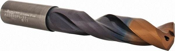 Walter-Titex - 17mm 140° Solid Carbide Jobber Drill - Double Coating Finish, Right Hand Cut, Spiral Flute, Straight Shank, 143mm OAL, X-treme Plus Point - Eagle Tool & Supply