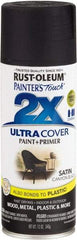 Rust-Oleum - Canyon Black, Satin, Enamel Spray Paint - 8 to 12 Sq Ft per Can, 12 oz Container - Eagle Tool & Supply