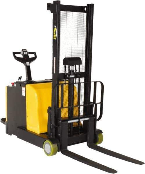 Vestil - 2,000 Lb Capacity, 62" Lift Height, Battery Powered Stacker - 2" Lowered Height, 36-1/4" Fork Length, 36" Overall Width - Eagle Tool & Supply