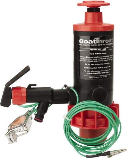 GoatThroat Pumps - 3/8" Outlet, 4 GPM, Polypropylene Hand Operated Transfer Pump - 56" OAL, For up to 55 Gal Drums, For Class I & II Flammable & Combustible Liquids - Eagle Tool & Supply