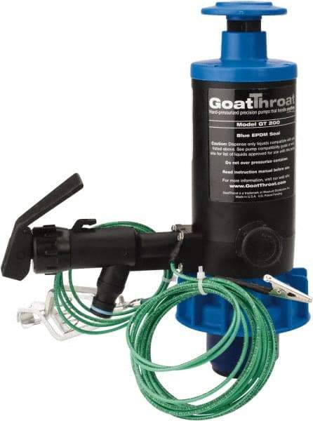 GoatThroat Pumps - 3/8" Outlet, 4 GPM, Polypropylene Hand Operated Transfer Pump - 56" OAL, For up to 55 Gal Drums, For Class I & II Flammable & Combustible Liquids - Eagle Tool & Supply