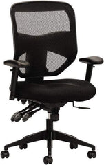 Basyx - 44-1/2" High High Back Chair - 30" Wide x 26" Deep, Padded Mesh Seat, Black - Eagle Tool & Supply