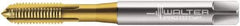 Walter-Prototyp - M8x1.25 Metric 6H 3 Flute TiN Finish Cobalt Straight Flute Machine Tap - Modified Bottoming, Right Hand Thread, 90mm OAL, 18mm Thread Length, Oversize - Exact Industrial Supply