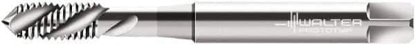 Walter-Prototyp - M10x1.50 Metric 3 Flute 6H Modified Bottoming Spiral Flute Tap - Cobalt, Bright Finish, 100mm OAL, Left Hand Flute, Left Hand Thread, Series P205198 - Eagle Tool & Supply