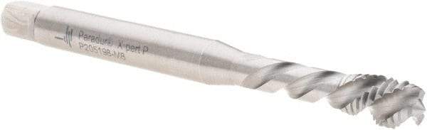 Walter-Prototyp - M8x1.25 Metric 3 Flute 6H Modified Bottoming Spiral Flute Tap - Cobalt, Bright Finish, 90mm OAL, Left Hand Flute, Left Hand Thread, Series P205198 - Eagle Tool & Supply
