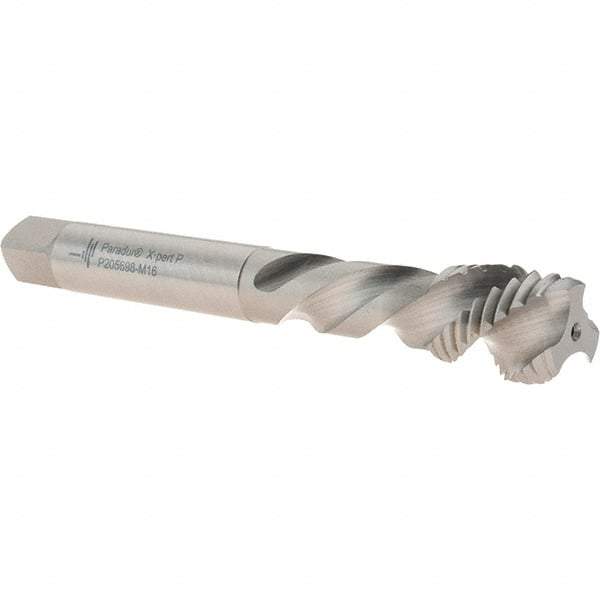 Walter-Prototyp - M16x2.00 Metric 3 Flute 6H Modified Bottoming Spiral Flute Tap - Cobalt, Bright Finish, 110mm OAL, Left Hand Flute, Left Hand Thread, Series P205698 - Eagle Tool & Supply