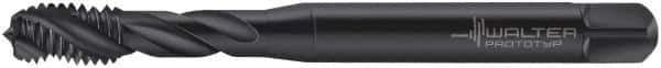 Walter-Prototyp - M10x1.50 Metric 3 Flute 6H Modified Bottoming Spiral Flute Tap - Cobalt, Oxide Finish, 100mm OAL, Right Hand Flute, Right Hand Thread, Series 7051773 - Exact Industrial Supply