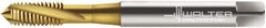 Walter-Prototyp - M8x1.25 Metric 3 Flute 6H Modified Bottoming Spiral Flute Tap - Cobalt, TiN Finish, 90mm OAL, Right Hand Flute, Right Hand Thread, Series 204105 - Exact Industrial Supply