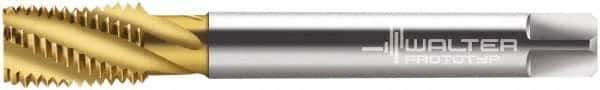 Walter-Prototyp - M16x2.00 Metric 5 Flute 6HX Bottoming Spiral Flute Tap - Cobalt, TiN Finish, 110mm OAL, Right Hand Flute, Right Hand Thread, Series 2056315 - Eagle Tool & Supply