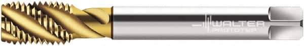 Walter-Prototyp - M14x1.50 Metric Fine 4 Flute 6H Modified Bottoming Spiral Flute Tap - Cobalt, TiN Finish, 100mm OAL, Right Hand Flute, Right Hand Thread, Series P2156905 - Eagle Tool & Supply