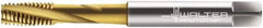 Walter-Prototyp - M10x1.50 Metric 3 Flute 6H Modified Bottoming Spiral Flute Tap - Cobalt, TiN Finish, 100mm OAL, Right Hand Flute, Right Hand Thread, Series 2041215 - Eagle Tool & Supply