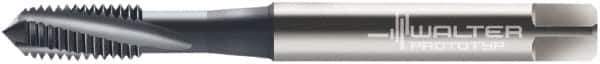 Walter-Prototyp - M6x1.00 Metric 3 Flute 6H Modified Bottoming Spiral Flute Tap - Cobalt, TiCN Finish, 80mm OAL, Right Hand Flute, Right Hand Thread, Series 2041006 - Eagle Tool & Supply